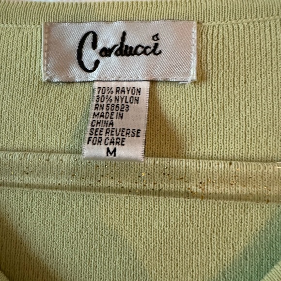 Carducci Size Medium Green Soft Knit Short Sleeve Sweater - Picture 2 of 3